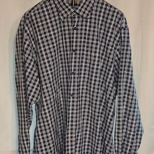 Robert Talbott Navy and White Checkered Shirt